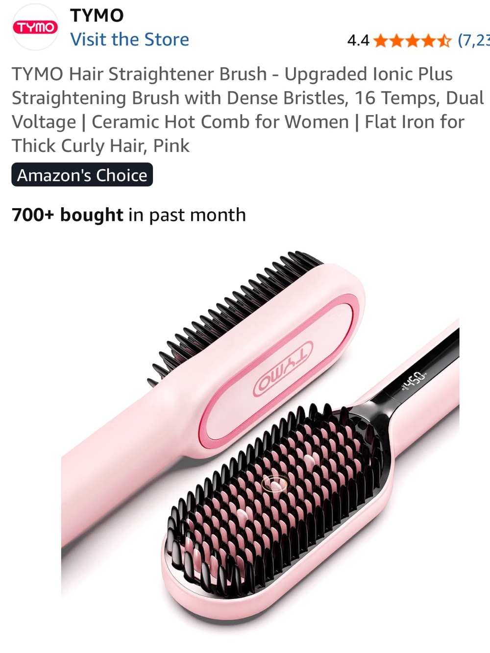 Tymo Pink Ceramic Hair Straightener Brush Pink New #Lux-T